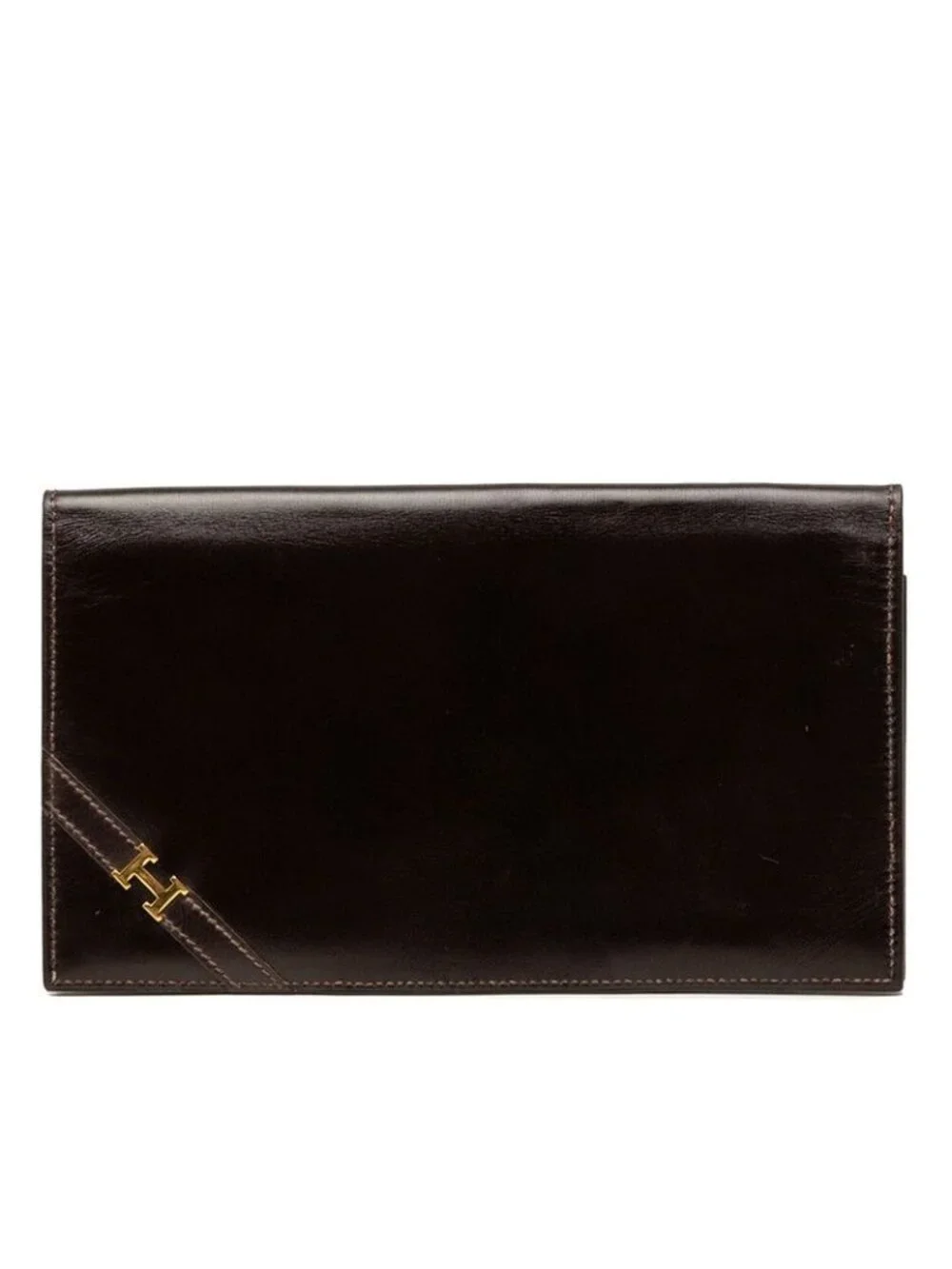 Hermes Vintage Billfold Bifold Wallet Dark Brown Box Calf
